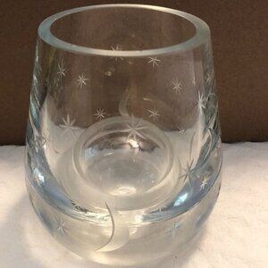 Crystal MCM Moon & Stars Etched Bubble Art Glass Vase